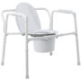 McKesson Bariatric Folding Steel Frame Commode – 3-in-1 Bedside Commode, Raised Toilet Seat & Safety Frame – 650 lb Capacity, 12 QT Bucket, Adjustable Height, Non-Slip Feet