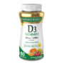 Nature's Bounty Vitamin D3 Gummies – Immune Support & Bone Health, 50 mcg (2000 IU), Assorted Fruit Flavors, 2 Gummies Daily