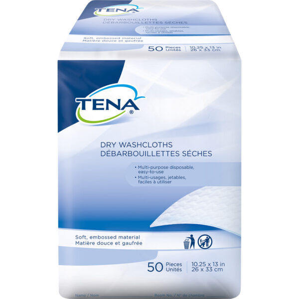 TENA Dry Disposable Washcloths – Soft, Multi-Purpose Wipes for Perineal & Body Care – 1 Pack - Image 3